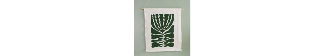 Tentures artisanales upcyclées – sérigraphie sur coton ou lin